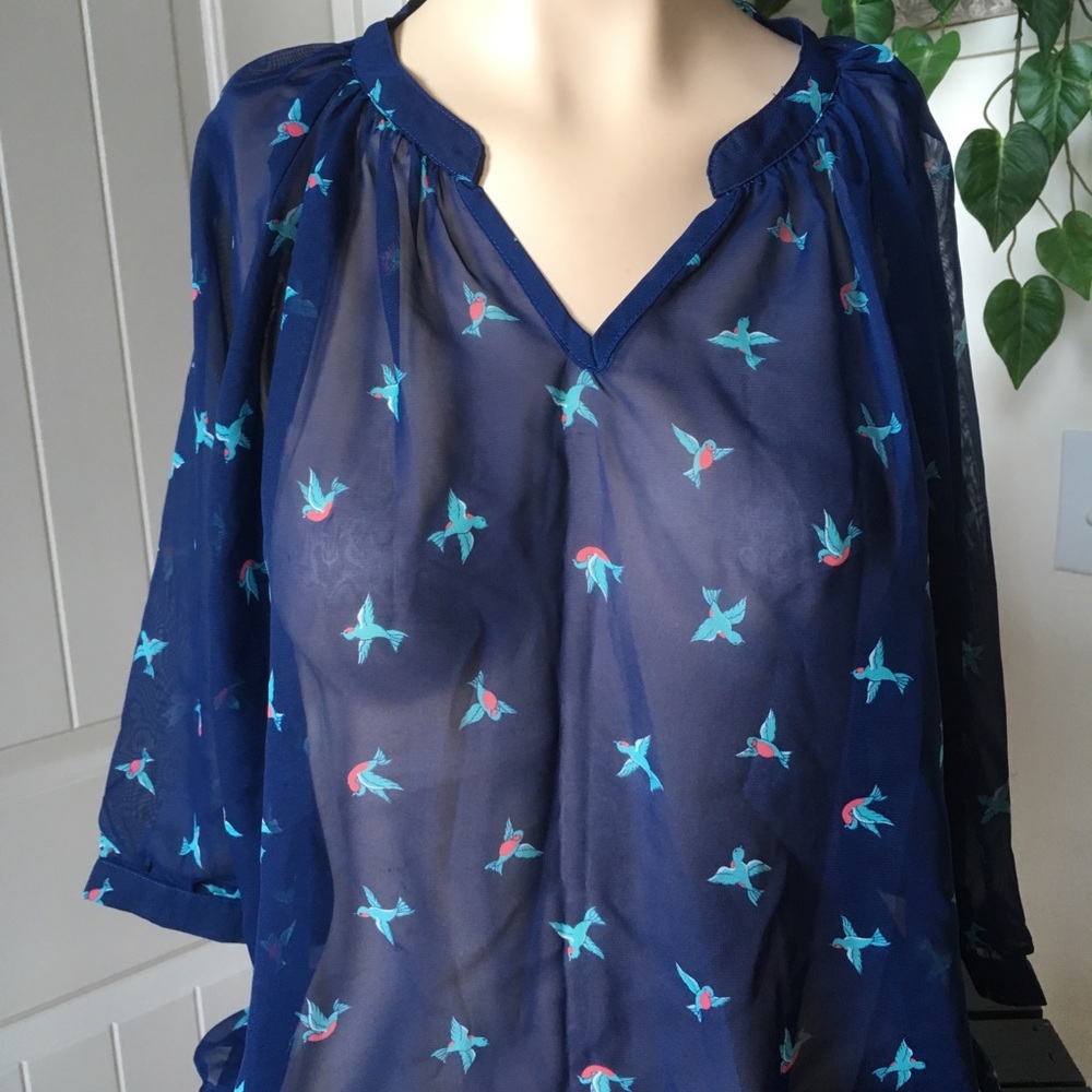 Girls Zunie See Through 3/4 Sleeve Blouse
